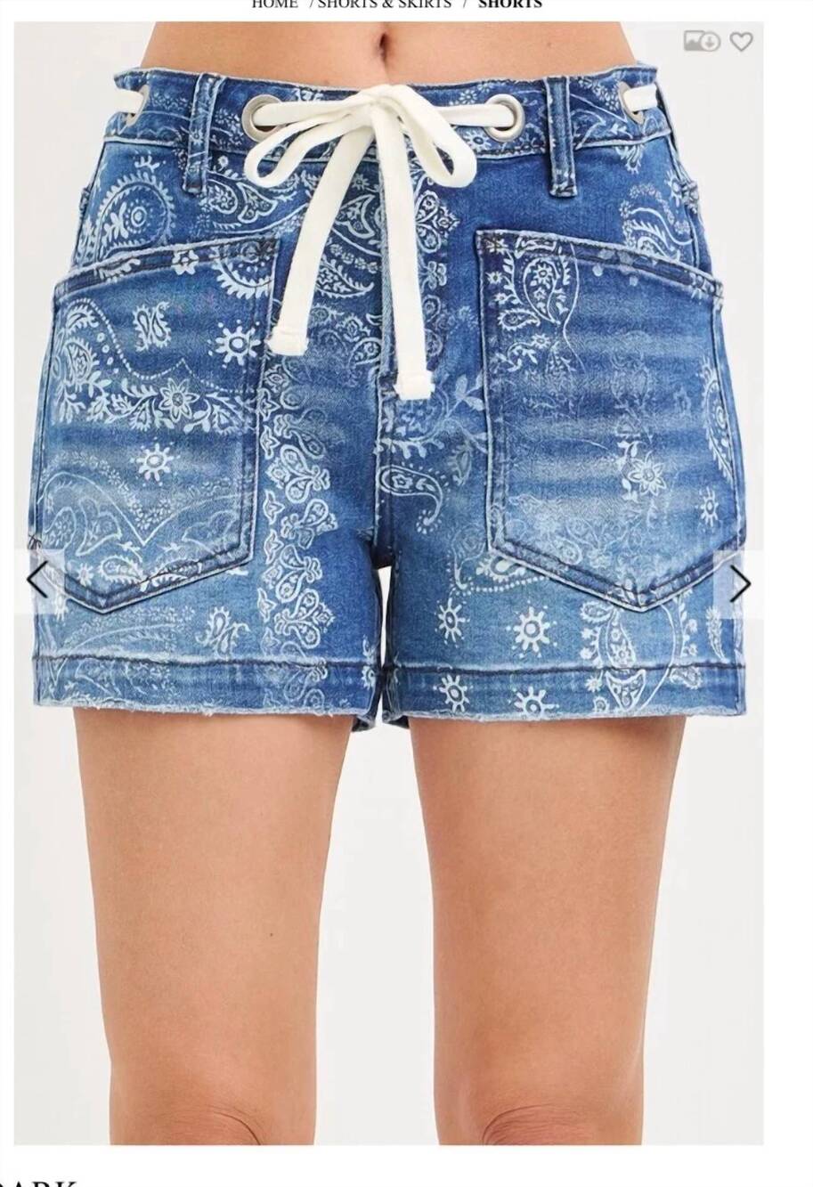 NEW RISEN paisley print shorts in medium wash